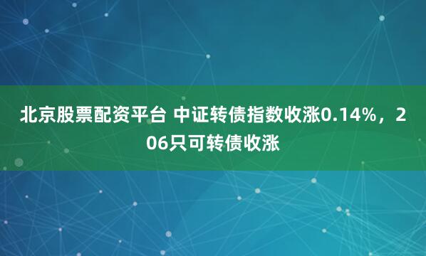 北京股票配资平台 中证转债指数收涨0.14%，206只可转债收涨